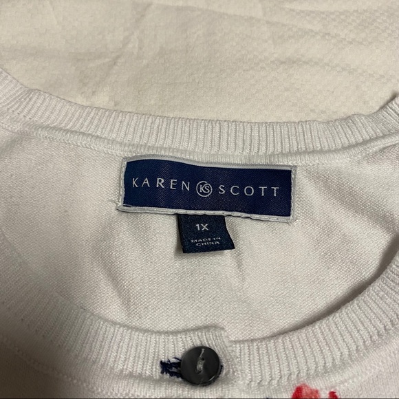 Karen Scott Floral Jersey Button Up Cardigan Sz 1X - Picture 4 of 10